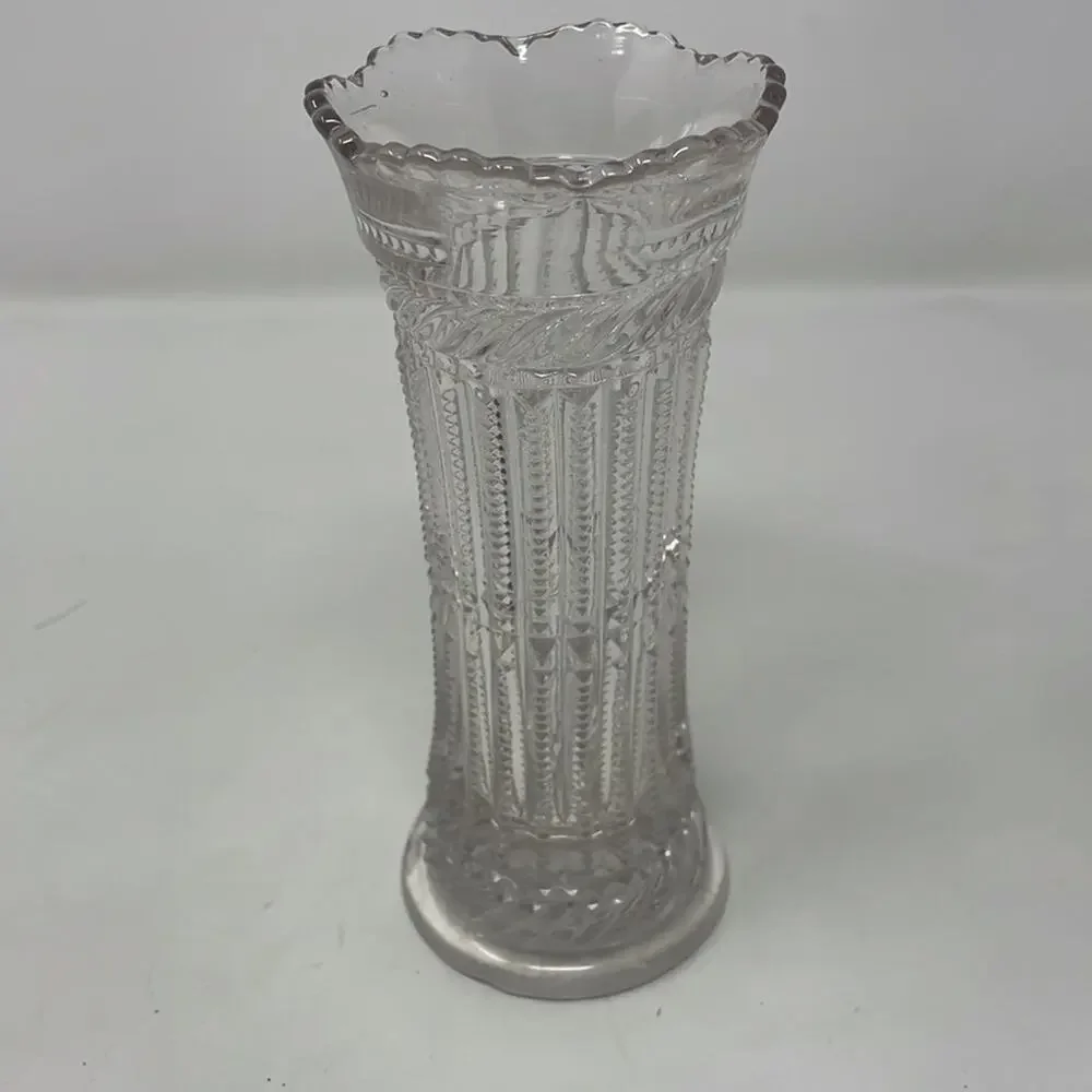 Vintage Early American Pressed Glass Strigil vase Tarentum Glass Co